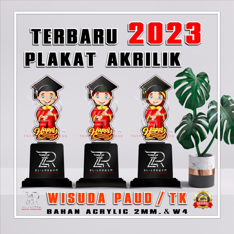 Plakat Akrilik Wisuda Anak PAUD/TK, Perlengkapan Hampers Kado Unik. Cinderamata Kelulusan. Plakat Ke