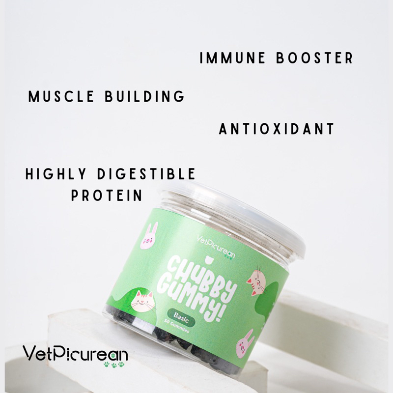 VETPICUREAN Chubby Gummy Basic Spirulina Vitamin Imun Kucing Anjing Kelinci