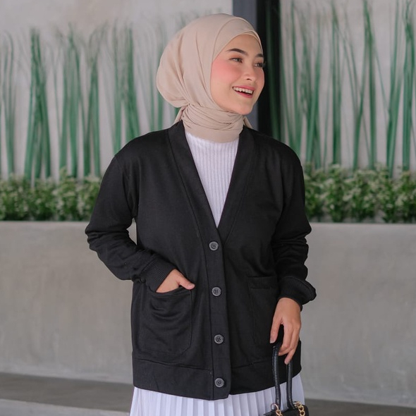 ZAHRA Cardigan Baju PREMIUM Basic Outer Atasan Wanita MADEIRA CARDY | Bahan Baby Terry