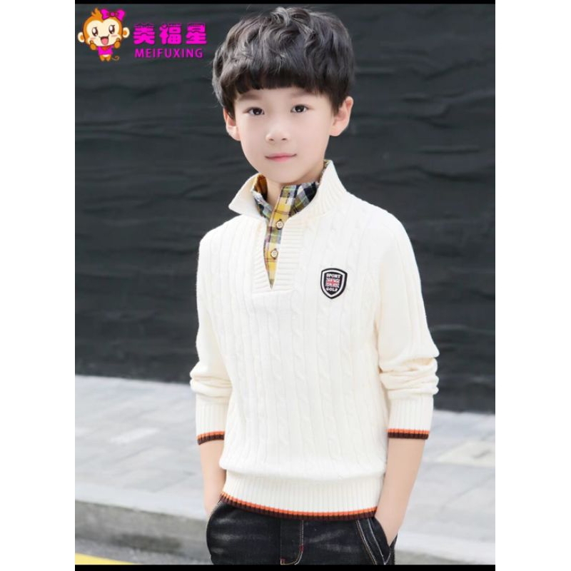atasan sweater rajut tebal import / sweater krah anak laki laki / atasan anak import 6-9 tahun