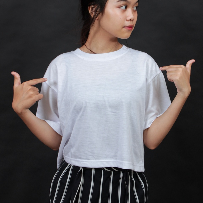 TokoMilkan - Kaos Crop top Wanita Polos Oneck Katun | Kaos Oblong CEWEK Adem