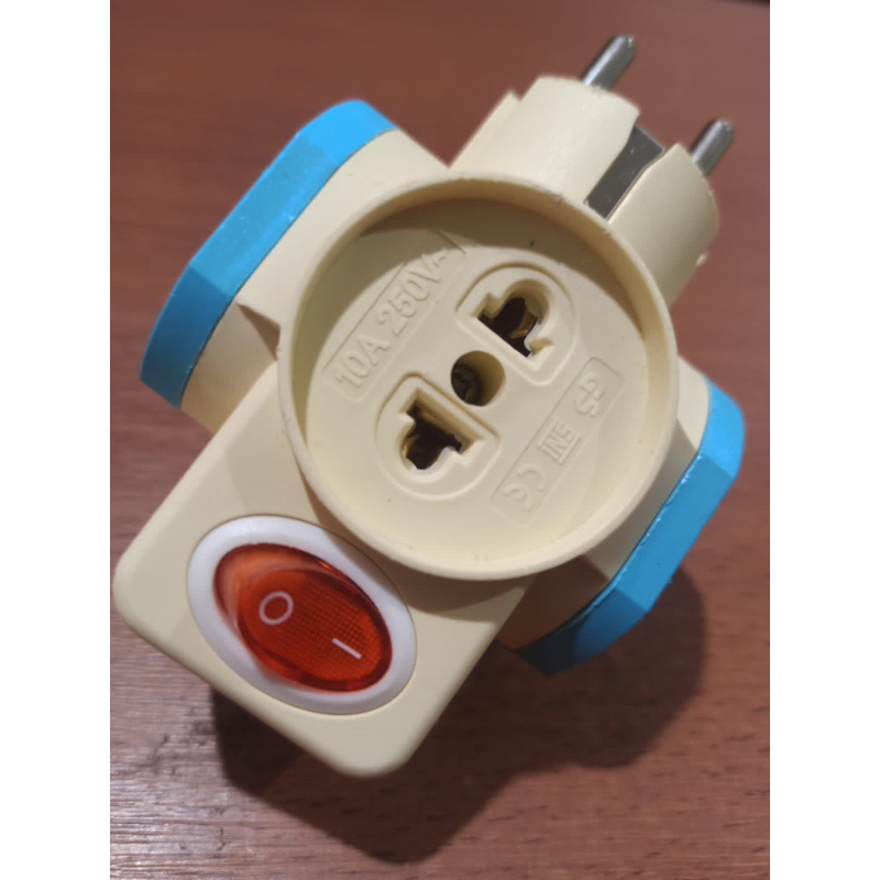 Steker T Listrik 4 cabang tombol switch ON OFF SNI colokan cabang multi electricity Switch