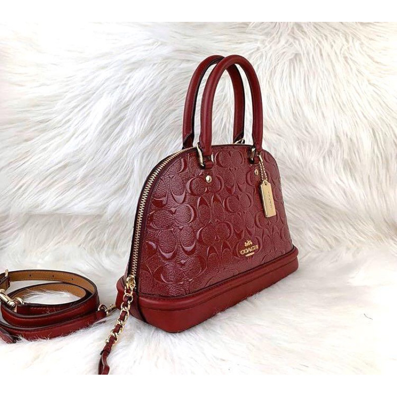 Coach Mini Sierra Satchel In Signature Debossed Patent Leather (C55450)