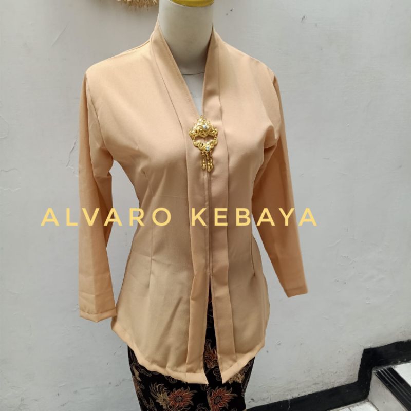 atasan kebaya kartini polos lengan panjang baju tradisional kantor modern real pict