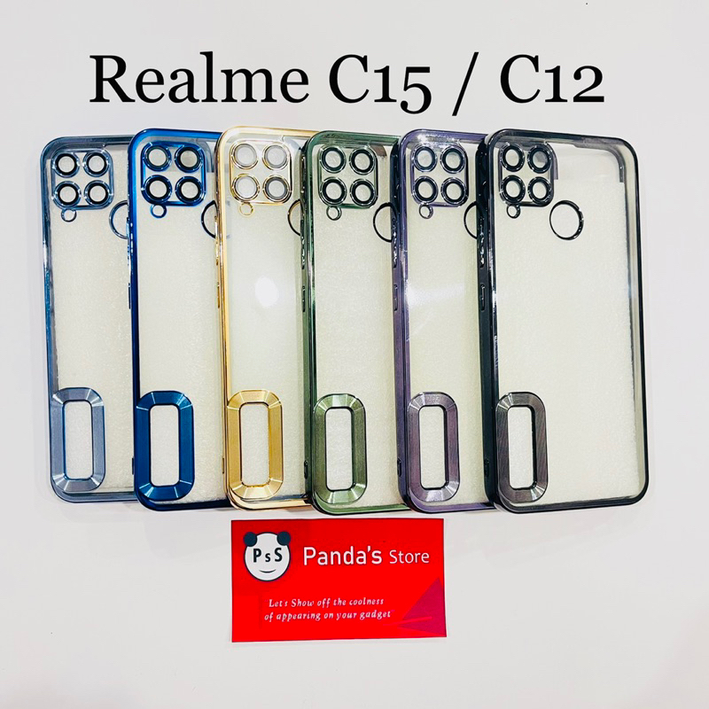 Softcase Realme C12 / C15 Lens Protector Circle Chrome Logo Clear Case