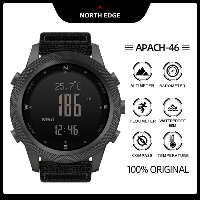 NORTH EDGE APACHE-46 JAM TANGAN OUTDOOR PEDOMETER BAROMETER ALTIMETER TEMPERATURE