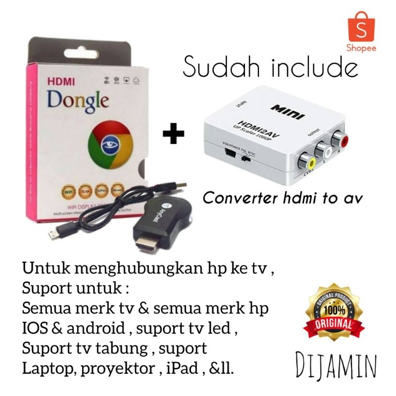 PAKET UNTUK MENYAMBUNGKAN HP KE TV TABUNG / ANYCAST DONGLE / ANYCAST TV ALAT UNTUK MENYAMBUNGKAN PENGHUBUNG PENYAMBUNG HP KE TV TABUNG