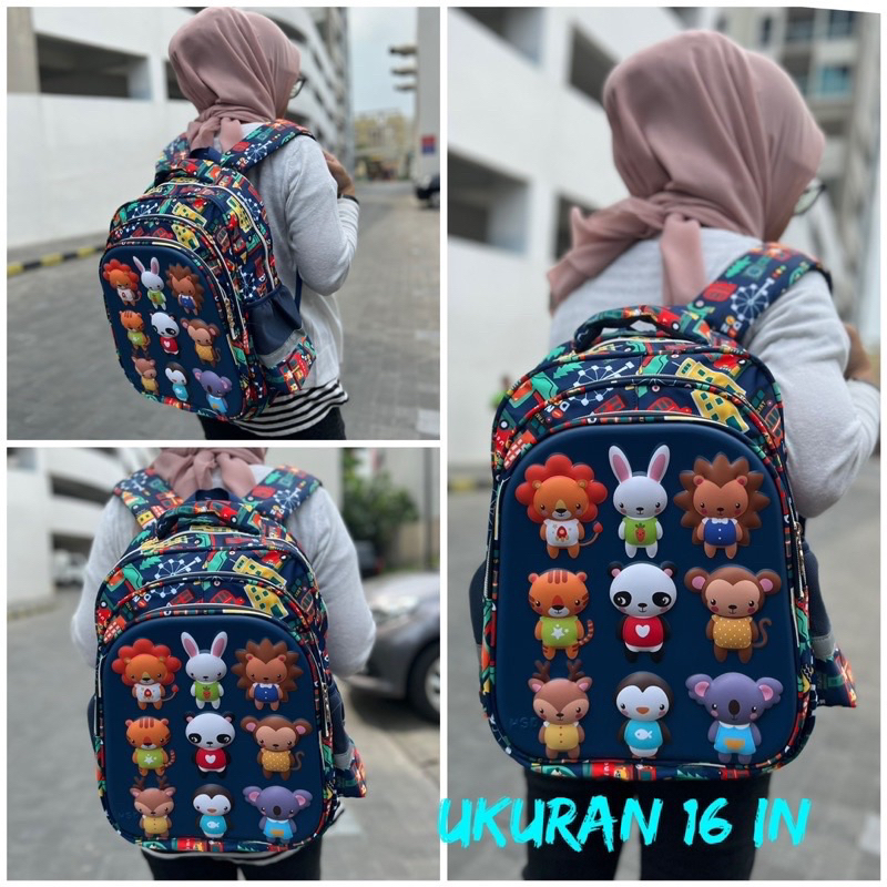 TERLARIS TAS RANSEL ANAK SD GAMBAR TIMBUL MOTIF ANIMAL ORIGINAL HSD/TAS IMPORT ANAK MURAH