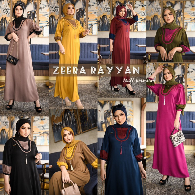 Daster Arab Zeera RAYYAN Midi Dress Busui Twill Premium Big Size