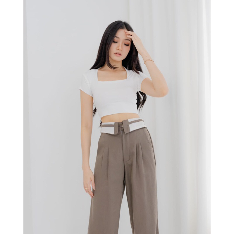 #82211- Selenaa BKK Collar Cullotes Pants - (BISA COD) CELANA BANGKOK LINEN HIGHWAIST COLLAR KULOT T