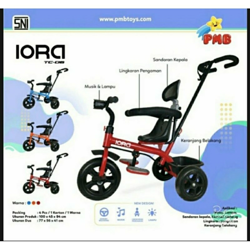 Sepeda Roda Tiga Tricycle PMB IORA TC 06 TC06 TC-06