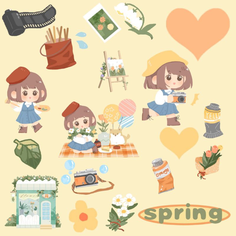 

Aesthetic Decorative Sticker Spring Girl Set - 19 pcs