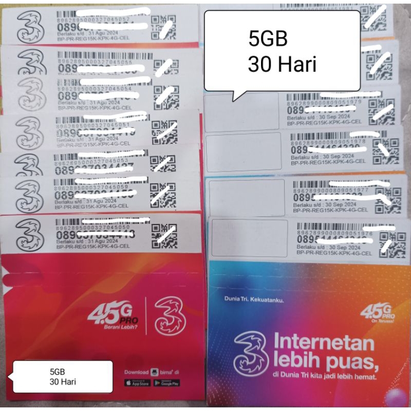 Perdana TRI Happy 5GB 30 H ( Nasional)