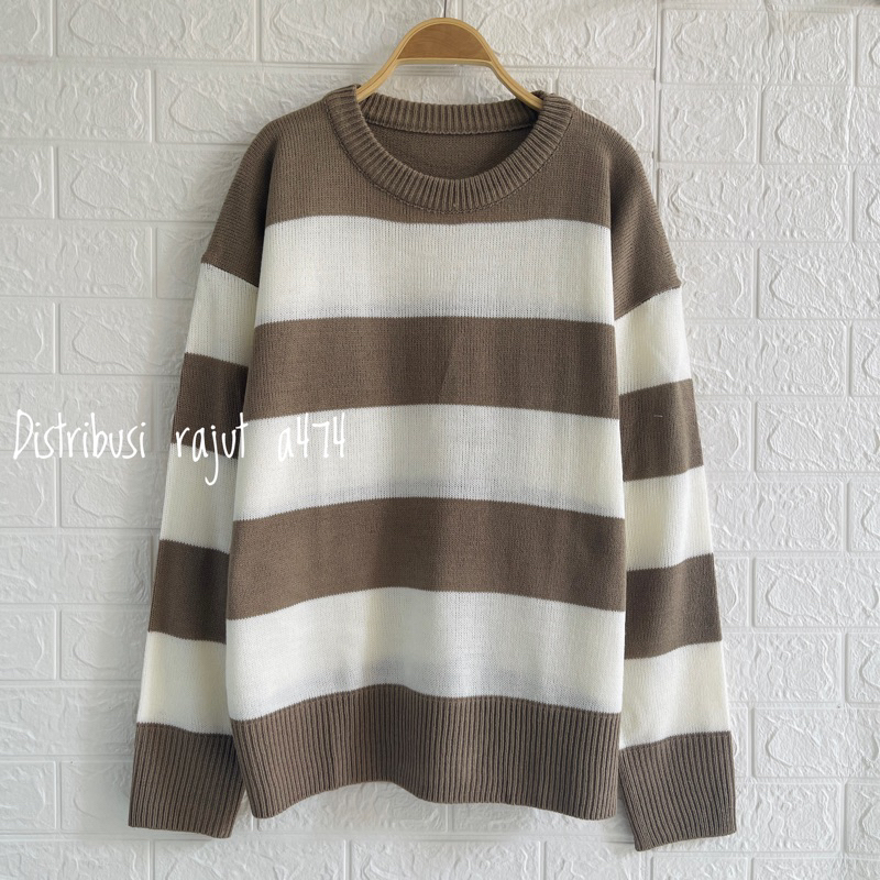 POLO SWEATER STARLA BLASTER BLOUSE STRIPPE LENGAN PANJANG-Mayubi khaki