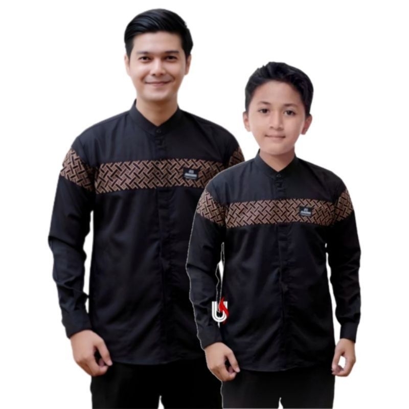 Baju Koko Couple Ayah Dan Anak Lengan Panjang Motif Kobata Baju Koko Dewesa Lengan Panjang Kombinasi/Baju Koko anak Remaja