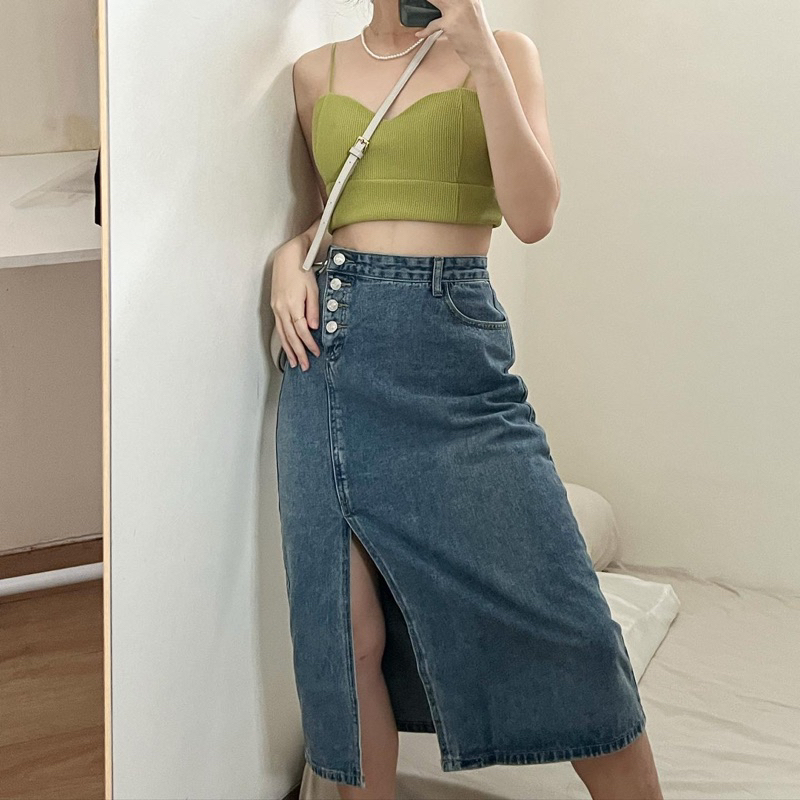 Louisa Button Denim Skirt