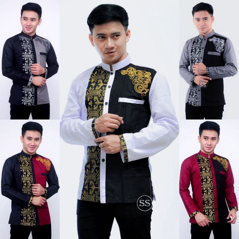 baju koko seragam hadroh pria dewasa lengan panjang putih fashion ala santri gus azmi