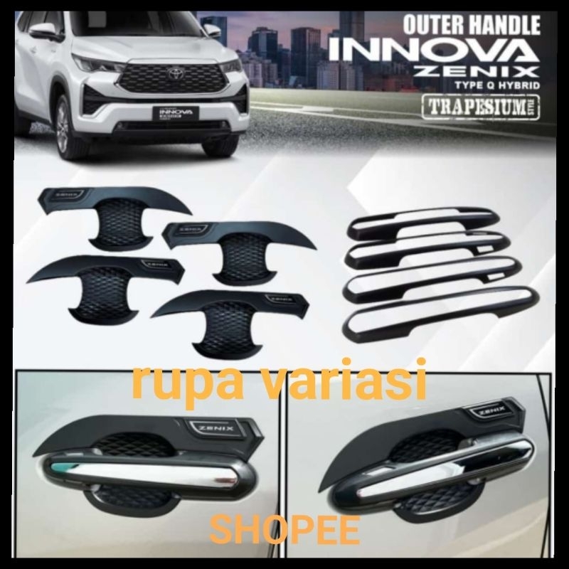 cover handle + outer mangkok mobil toyota innova inova zenix hitam doff