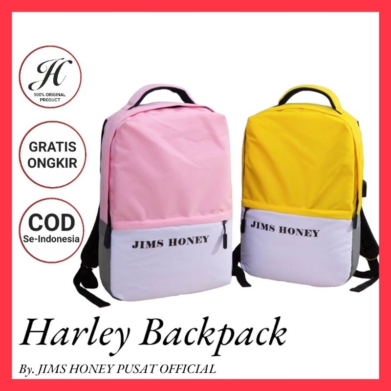 Tas Ransel Wanita Pria Jimshoney Harley Backpack Original / Tas Laptop Ransel Usb Murah Antiair Smartbag Murah