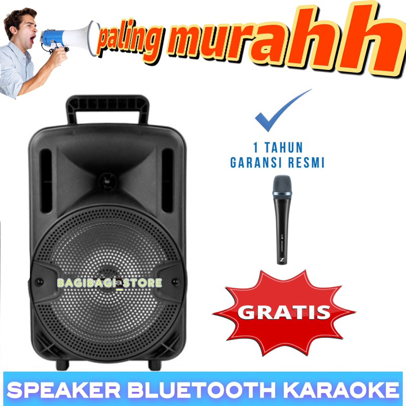 Speaker Karaoke Bluetooth Gratis Mic Full Bass Ukuran jumbo - Salon Aktif bluetooth Karaoke Besar Ex