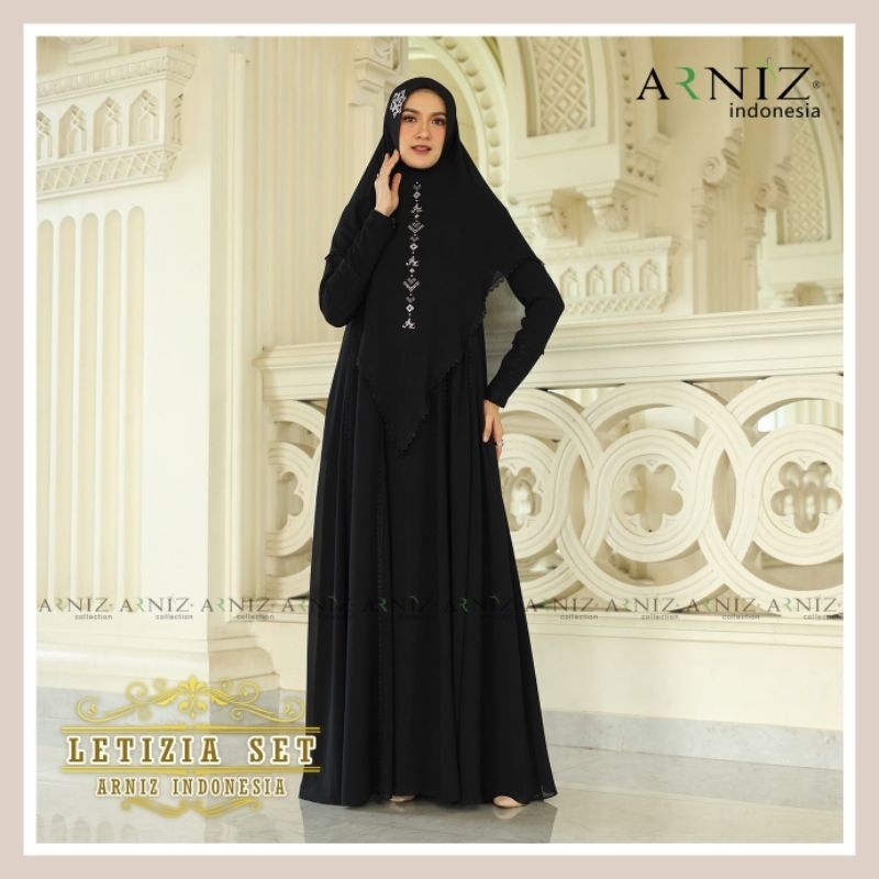 Letizia Set Syari By Arniz Collection Khusus Hitam&Putih