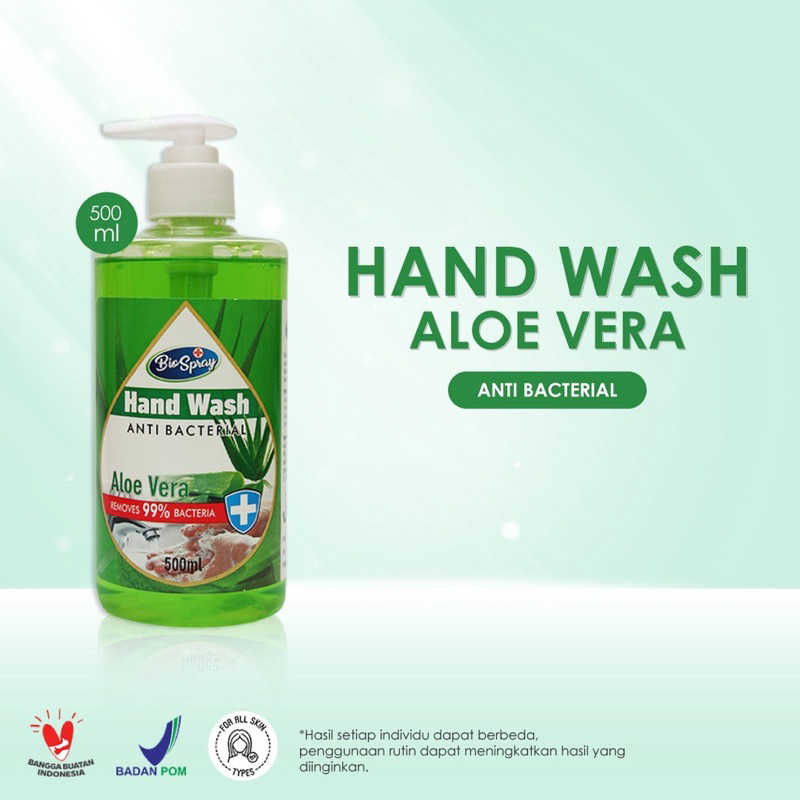 Bio Spray Anti Bacterial Hand Wash Aloe Vera 500ml (HWA)/Sabun Cuci Tangan Aloe Vera Anti Alergi Anti Kering TERLARIS