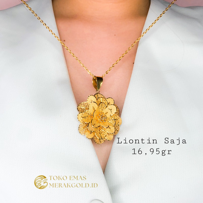 Liontin Kalung Emas Asli Dubai Bunga Krawang LIMITED‼️ Emas Kadar 375