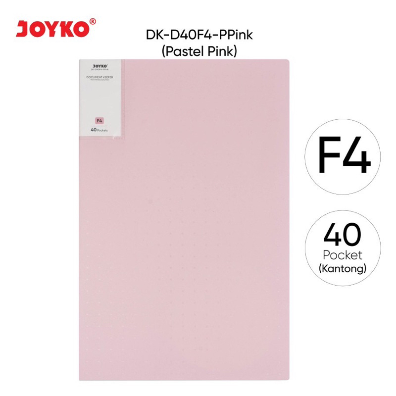 

Joyko file keeper penyimpan file kertas isi 40 Clear Holder Folio 40, Document Keeper Map File Folder F4 40 Lembar Pastel JOYKO DK-D40F4