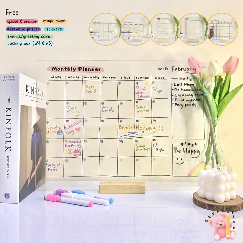 

Acrylic Planner A3 A4 A5 Monthly Weekly To do list Korean aesthetic cute ins