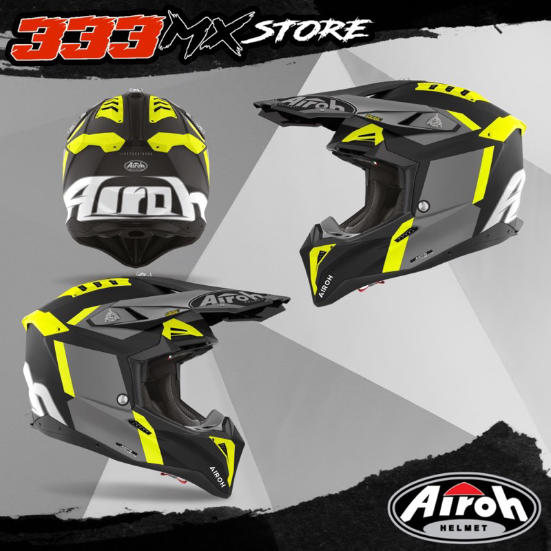 AIROH AVIATOR 3 GLORY 2023 YELLOW MATT HELM CROSS AIROH AVIATOR 3 2023