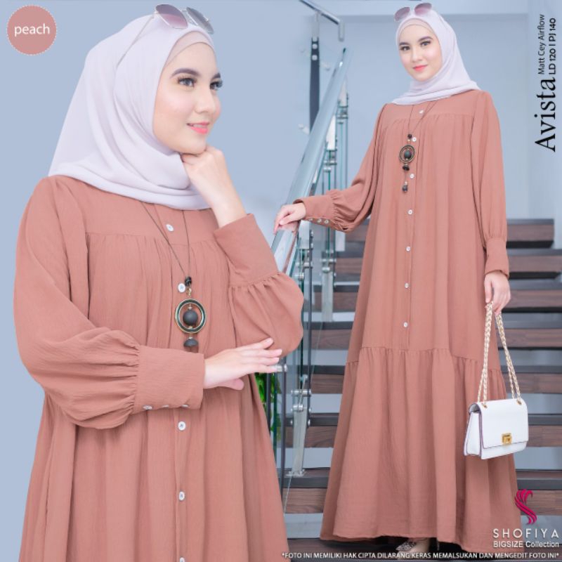 Avista Dress Gamis Crinkle Airflow Ori Premium Terbaru Gamis Simple Kekinian