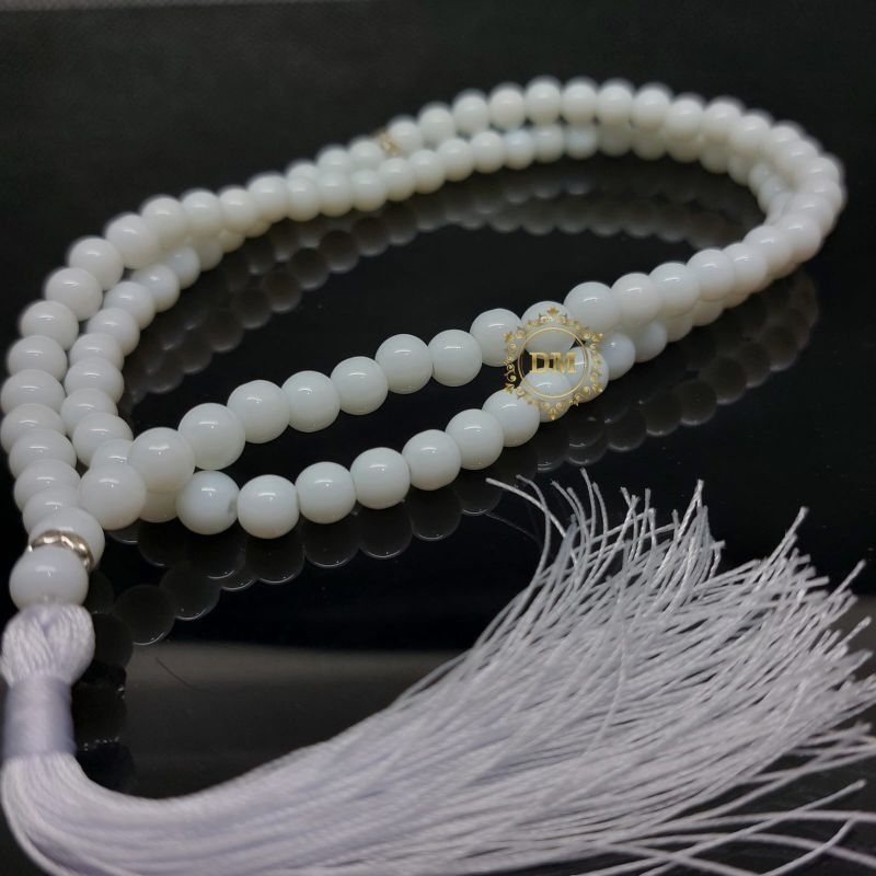 Tasbih Batu Giok putih 6mm 99 butir Original