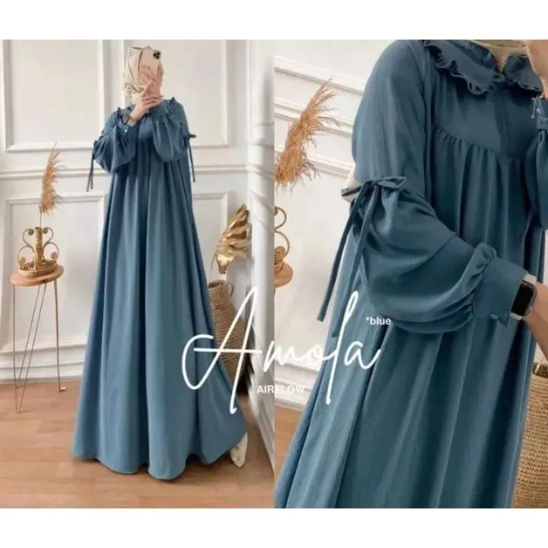 Gamis Cringkle Premium Murah Amofa Series, Busui friendly