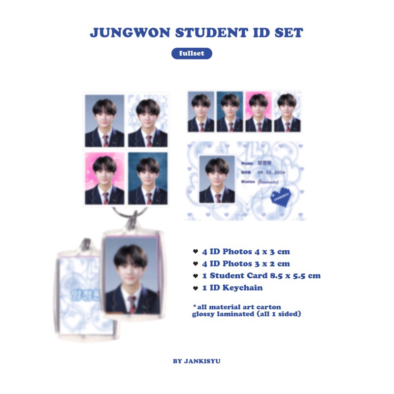 ENHYPEN Student ID Set BY JANKISYU (pas foto id photo keychain)