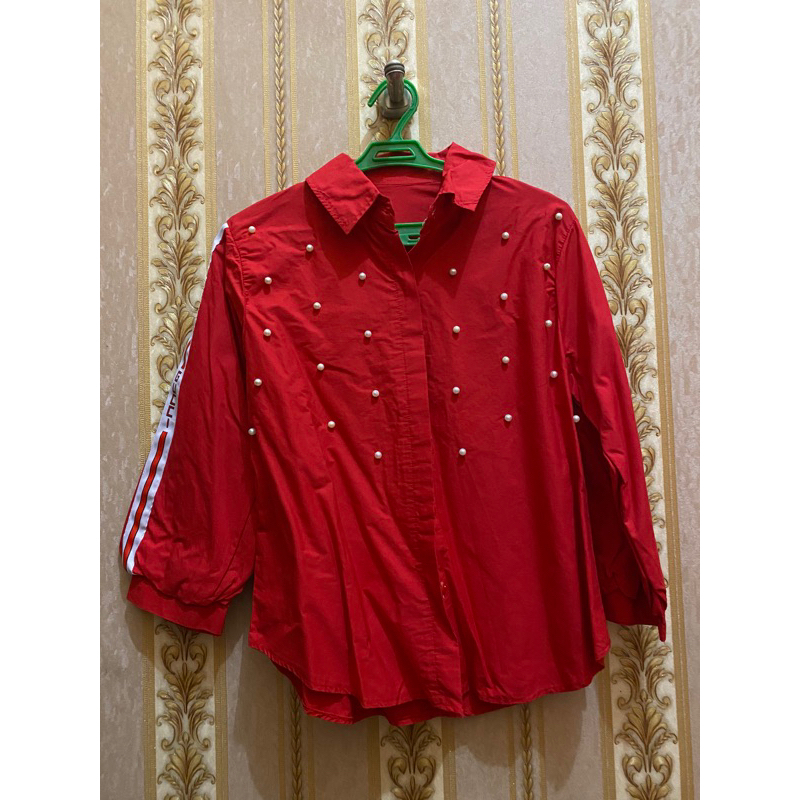 KMJ15 - preloved kemeja merah gucci