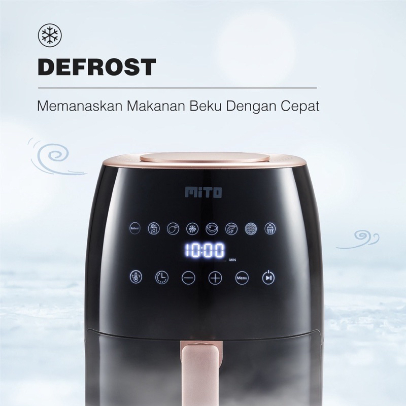 MITO Air Fryer Digi Fry Go AF2 Touch Screen Low Watt Mesin Penggoreng Tanpa Minyak 3L - Black Gold