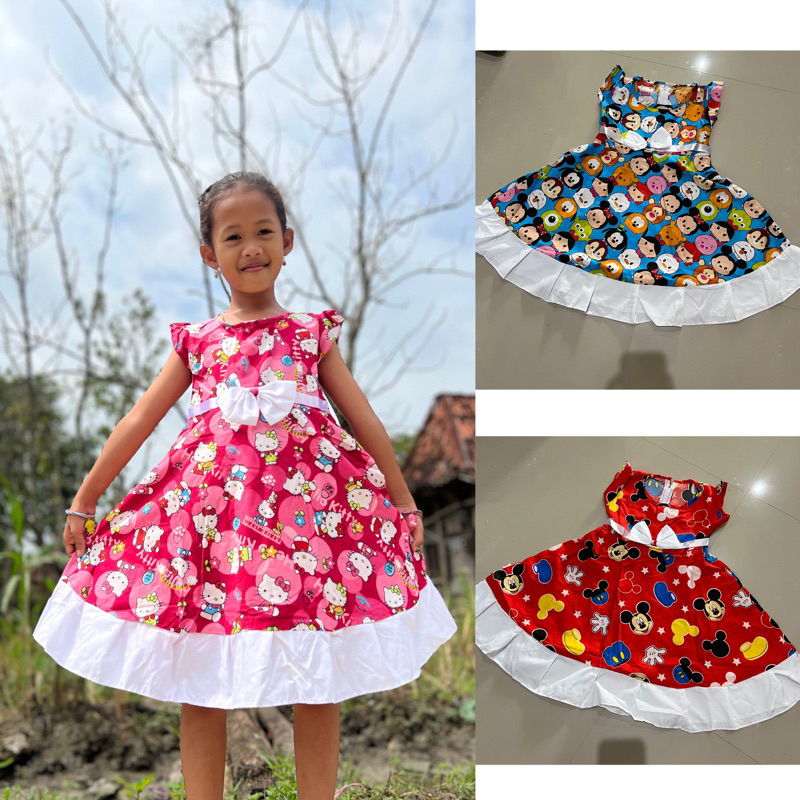 Dress anak 4 5 6 tahun cewek perempuan dress karakter HK Tsum&quot; Mickey