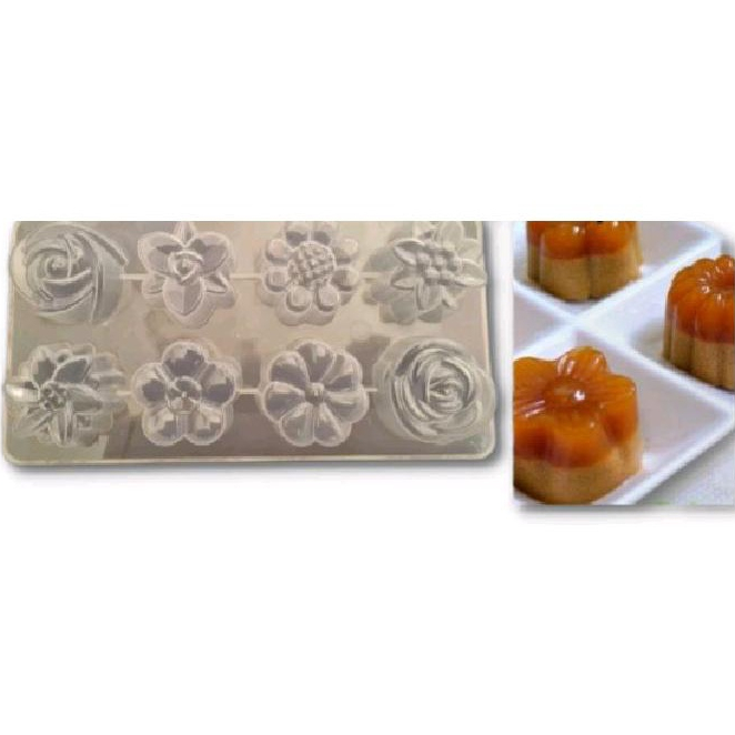 Cetakan Kue Pudding Bentuk Bunga Cetakan Agar Plastik 8 Bentuk Cetakan Jelly Coklat Plastik Transparan Anti Lengket
