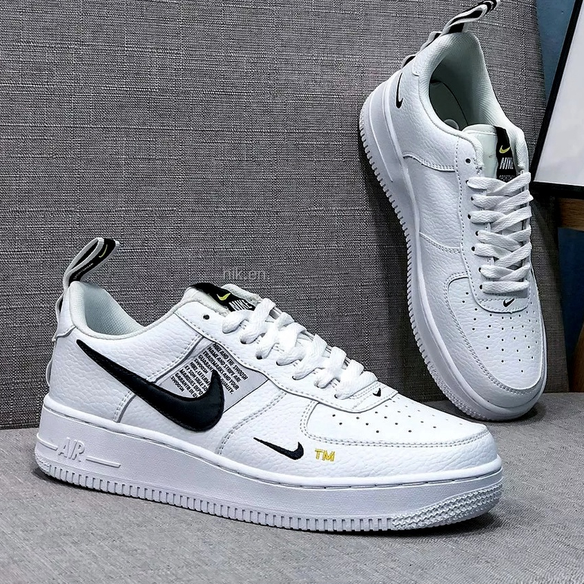 [BISA COD] Sepatu Pria dan Wanita Air Force 1 Utility Low White &amp; Black Premium Import