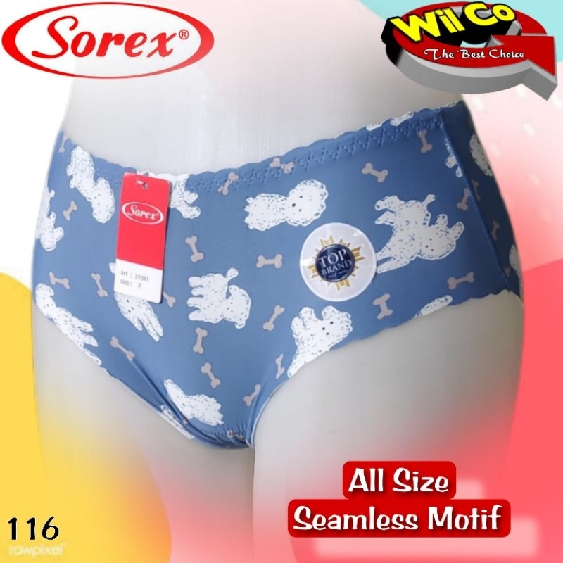 K116 - (Harga Per 1 Potong) CELANA DALAM WANITA DEWASA PAKAIAN WANITA PAKAIAN DALAM SOREX SEAMLESS MOTIF FREE SIZE BB 50 - 60