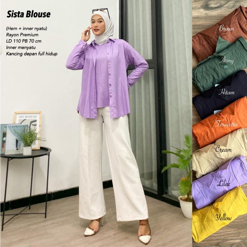 KEMEJA RAYON + INNER (LD±110cm) - SISTA BLOUSE //JF496