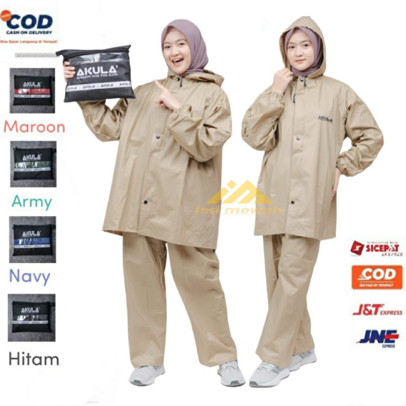 RAINCOAT AKULA JAS HUJAN PRIA WANITA ANTI REMBES Mantel Hujan DEWASA BAHAN TEBAL MURAH AWET setelan Baju Celana 100% ORIGINAL