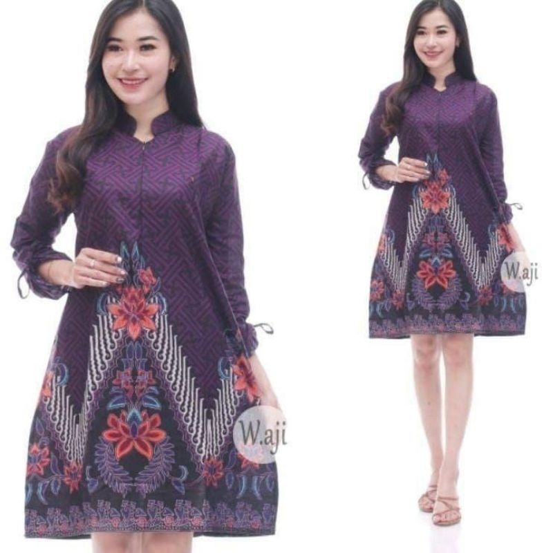 BAJU TUNIK BATIK ZIPER FASHION WANITA BATIK PEKALONGAN