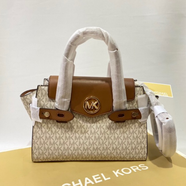 Michael Kors Carmen medium flap satchel vanilla