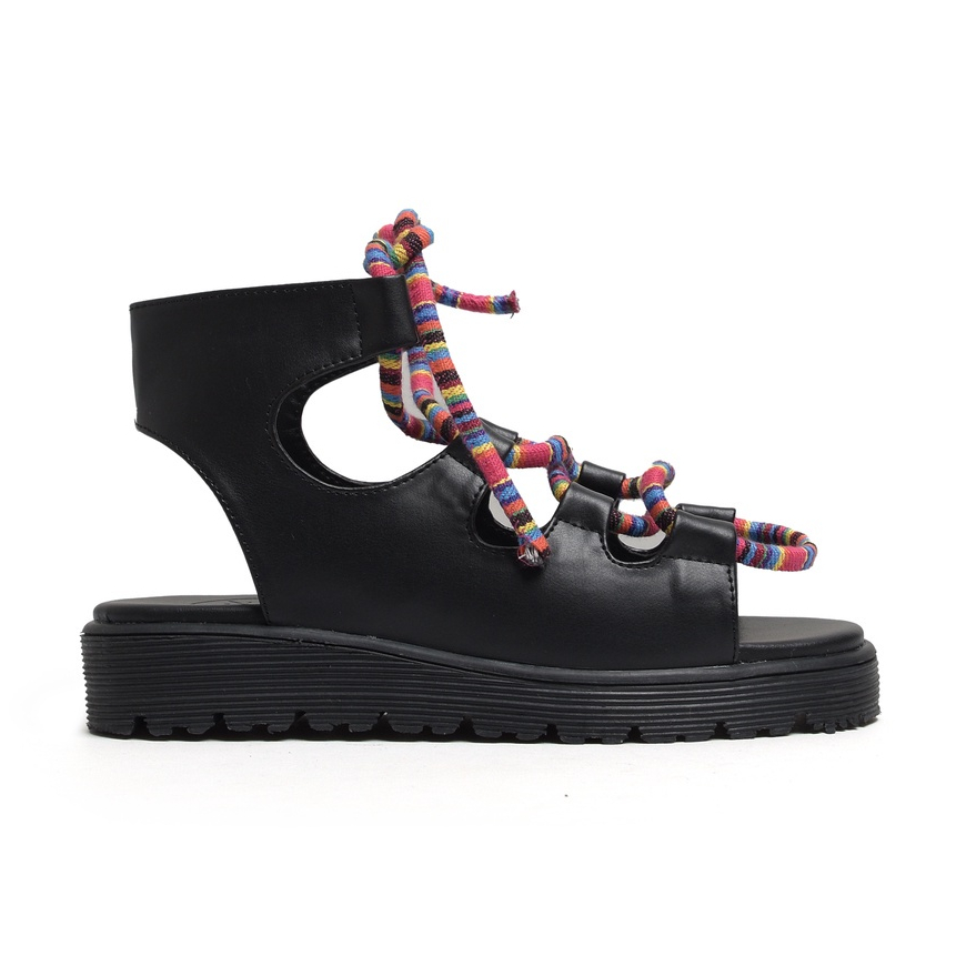 GLADIAN BLACK - Sendal Wantai Santai Tali Simpel Casual Kasual  Sandal Gladiator Perempuan Original