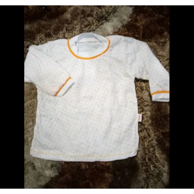 Baju putih panjang bintik bayi / baju panjang bayi / baju panjang 0-24 bulan
