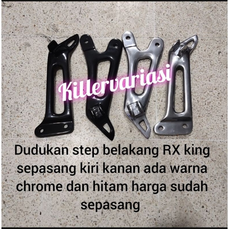 FOOTSTEP FUSTEP BOSTEP POSTEB PIJAKAN KAKI BELAKANG YAMAHA RX KING WARNA CHROME DAN HITAM HARGA SEPASANG KIRI KANAN