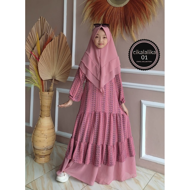 set gamis anak KRINGKEL SALUR mix ceruty armany