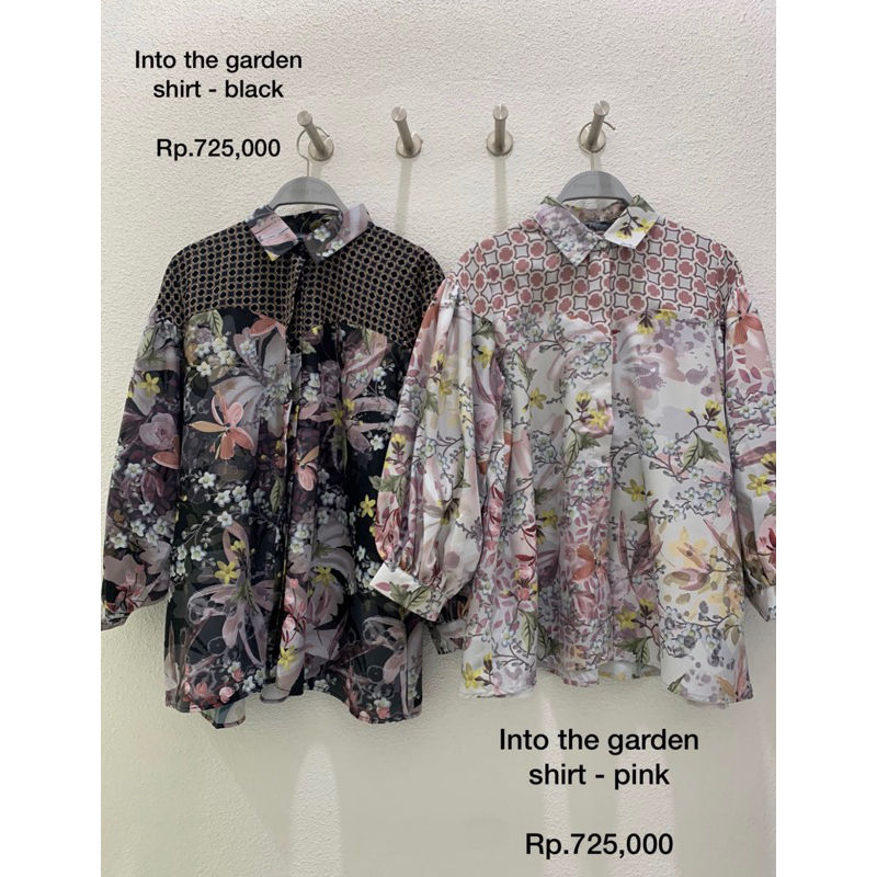 MONOGRAM LITTLE MERMAID EMILY CROP SATIN SHIRT INTO THE GARDEN SHIRT BENANG JARUM BUTTONSCARVES X EM