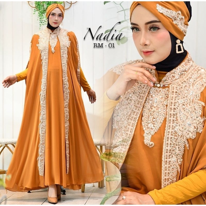 kaftan Nadia + Gamis Manset +Turban Original Butik